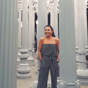 STRIPED CAPRI JUMPSUIT